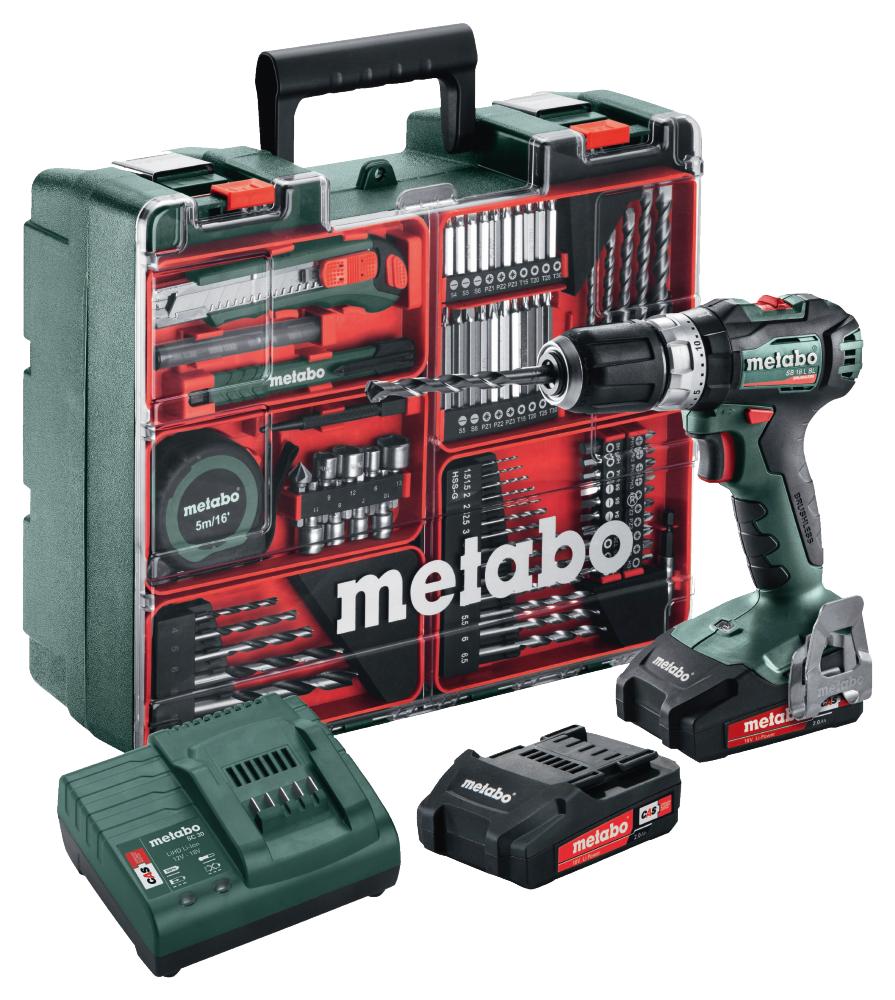 Perceuse à percussion METABO SB18LBL 18 V + 2 x1,5Ah + 79 accessoires