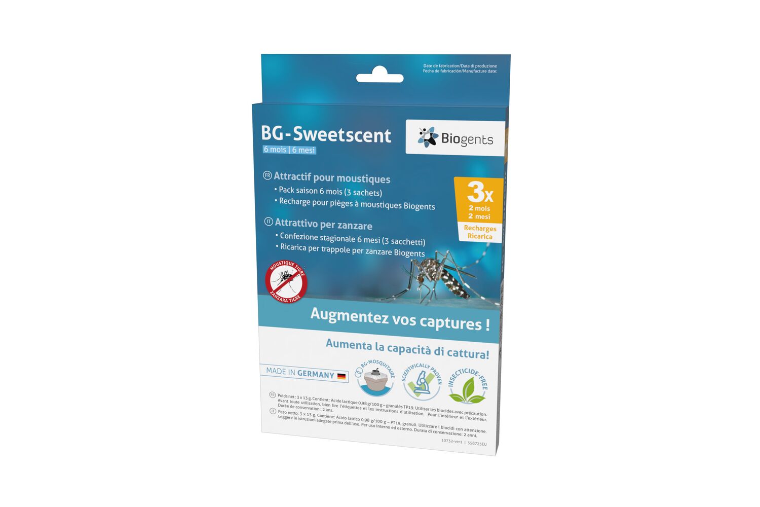 BIOGENTS Attractif Piège Anti-Moustiques BG-SWEETSCENTx3