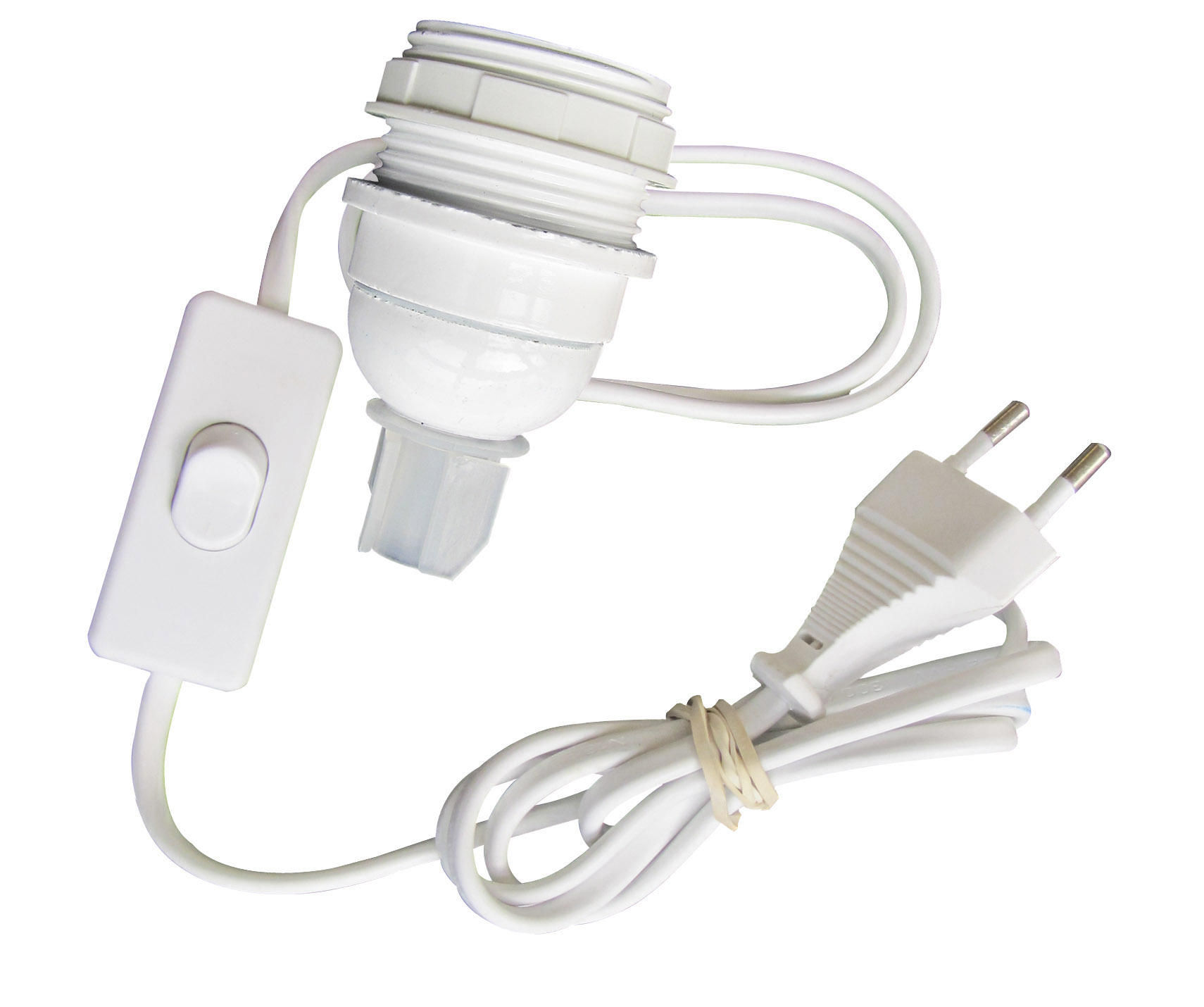 Adaptateur bouteille E27+câble+interrupteur+fiche blanc - TIBELEC