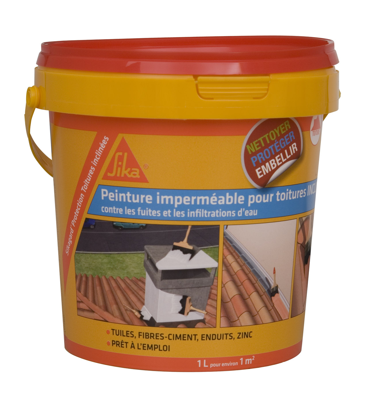 Peinture élastique imperméable pour toiture inclinées SIKAGARD TOITURE INCLINEE GRIS 1 L
