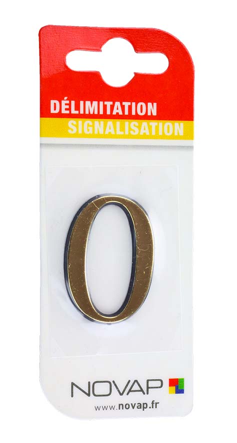chiffre autocollant en relief hauteur 40 mm  coloris or    0 - NOVAP