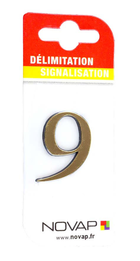 chiffre autocollant en relief hauteur 40 mm coloris or    9 - NOVAP