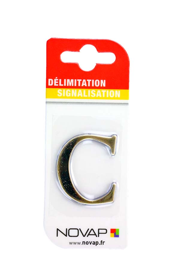 lettre autocollante en relief hauteur 40 mm coloris or c - NOVAP