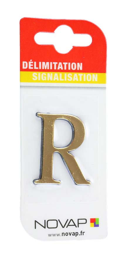 lettre autocollante en relief hauteur 40 mm coloris or r - NOVAP