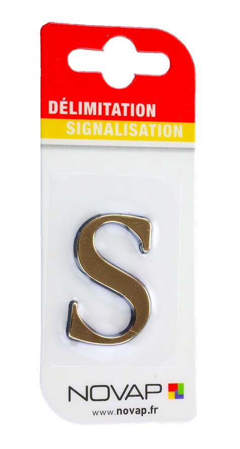 lettre autocollante en relief hauteur 40 mm coloris or s - NOVAP