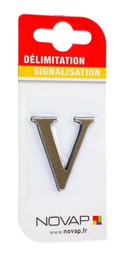 lettre autocollante en relief hauteur 40 mm coloris or v - NOVAP