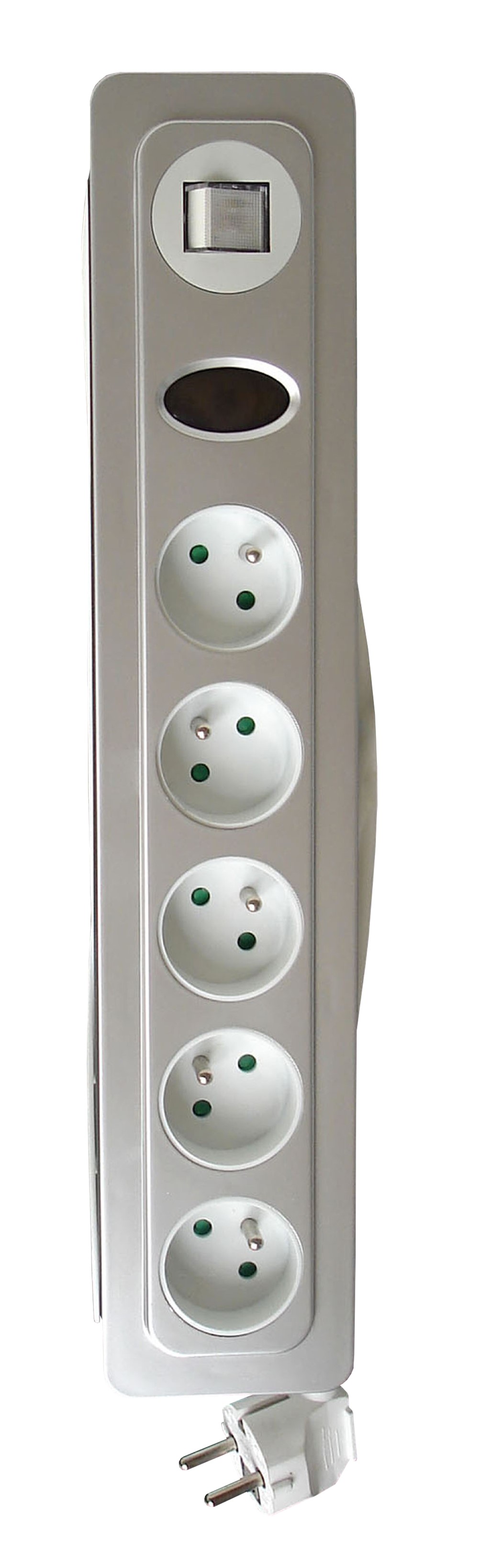 bloc 5 prises 16a 2p+t + parafoudre + interrupteur chrome  - ZENITECH