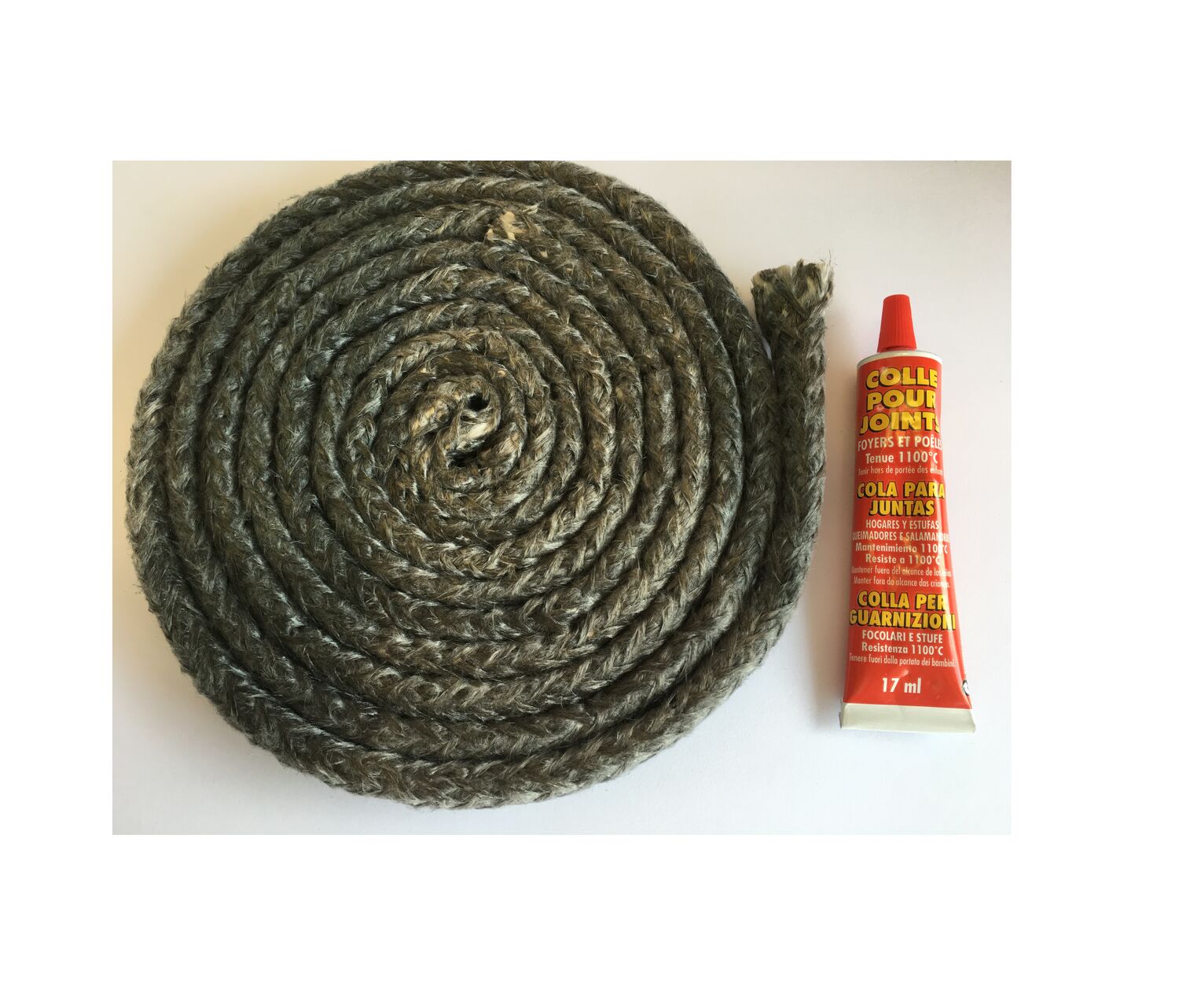Joint Ø12 noir 2,50m + tube colle - PYROFEU