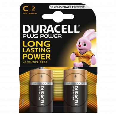 2 piles Duracell Plus Power C LR14