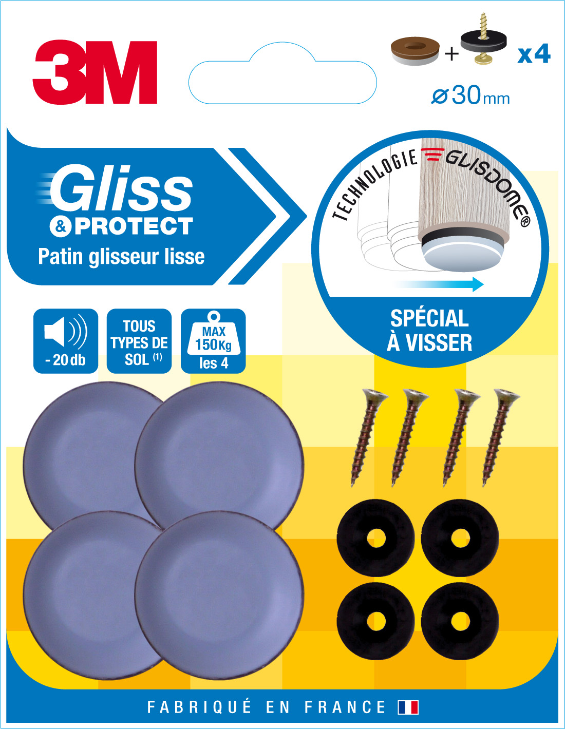Gliss & protect à visser gris diam 30mm - 3M