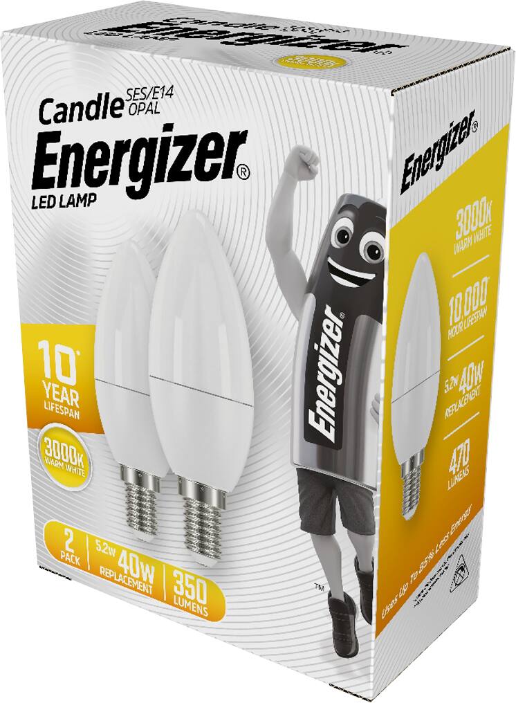 2 Ampoules LED Flamme E14 5,2W 40W 350lm 3000K - ENERGIZER