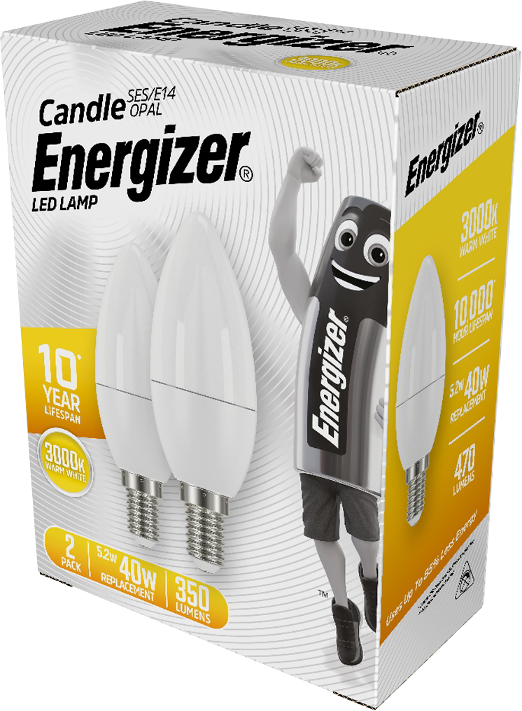 2 Ampoules LED Flamme E14 5,2W 40W 350lm 3000K - ENERGIZER