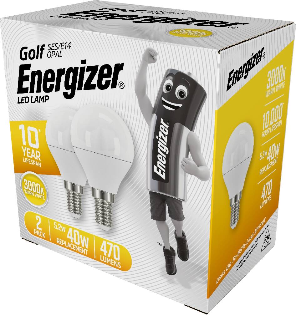 2 Ampoules LED Sphérique E14 5,2W 40W 470lm 3000K - ENERGIZER