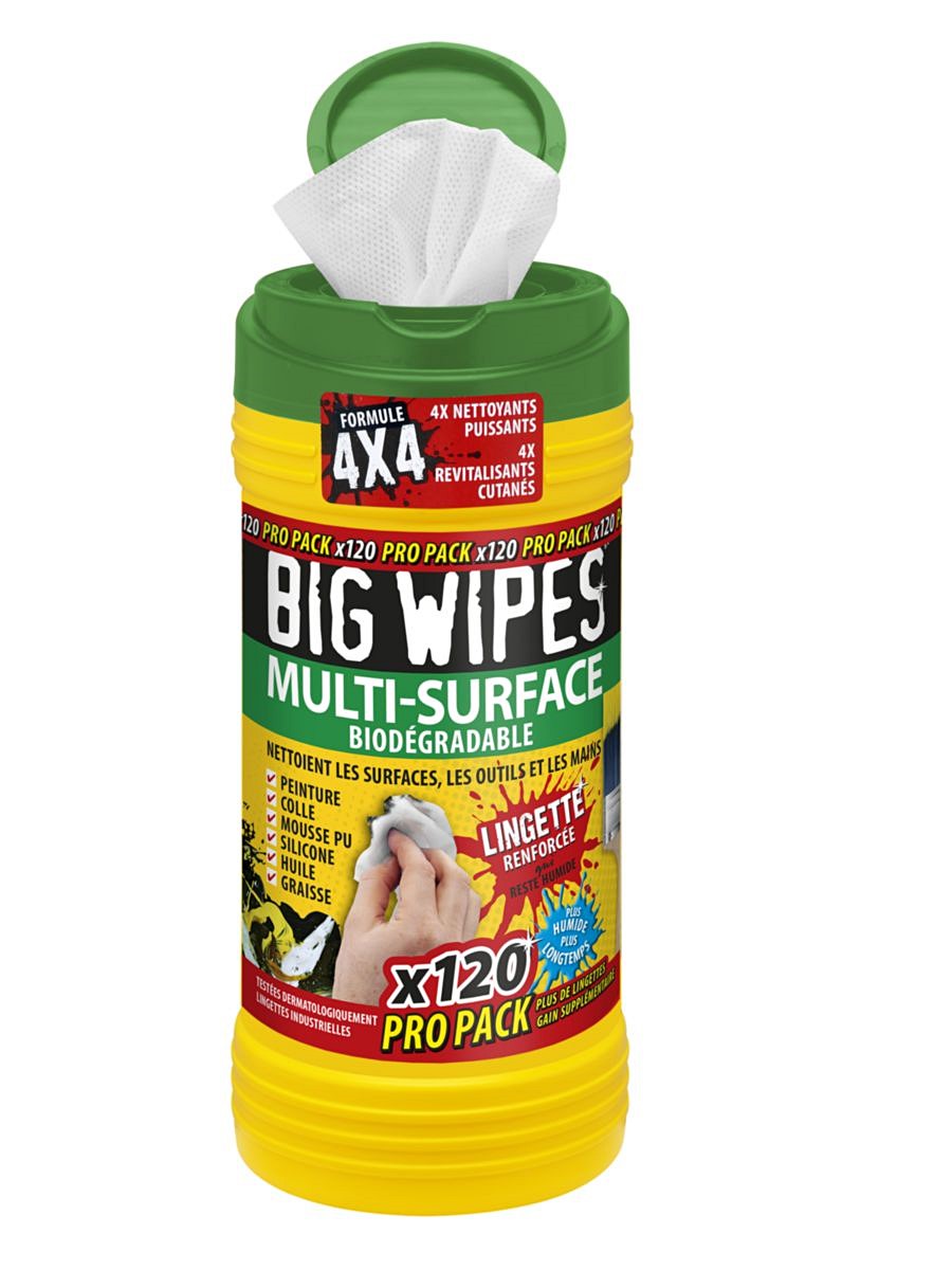 120 lingettes multisurface biodégradable BIG WIPES