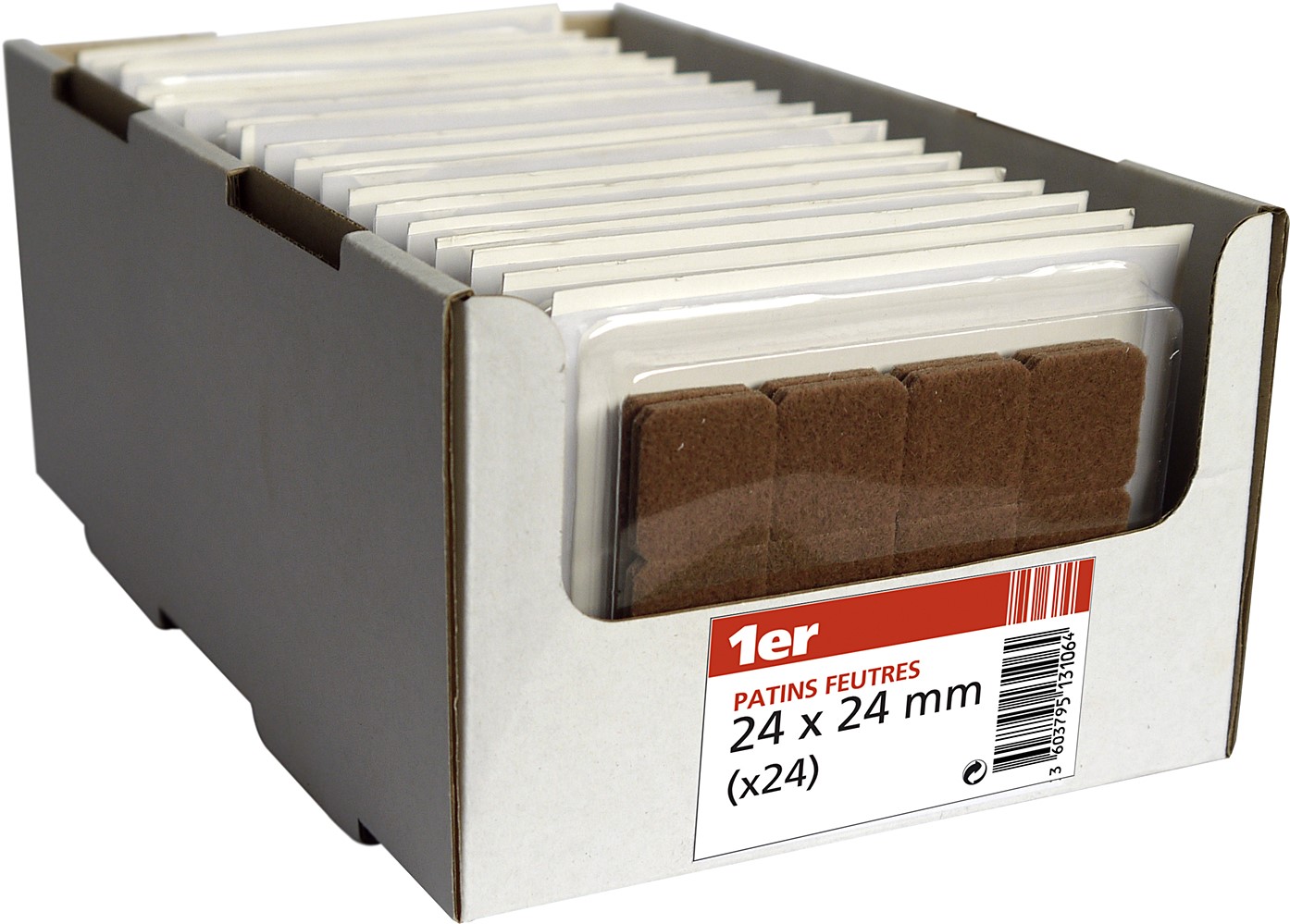 Patin feutre Cellulo marron 24x24x24mm - 1ER
