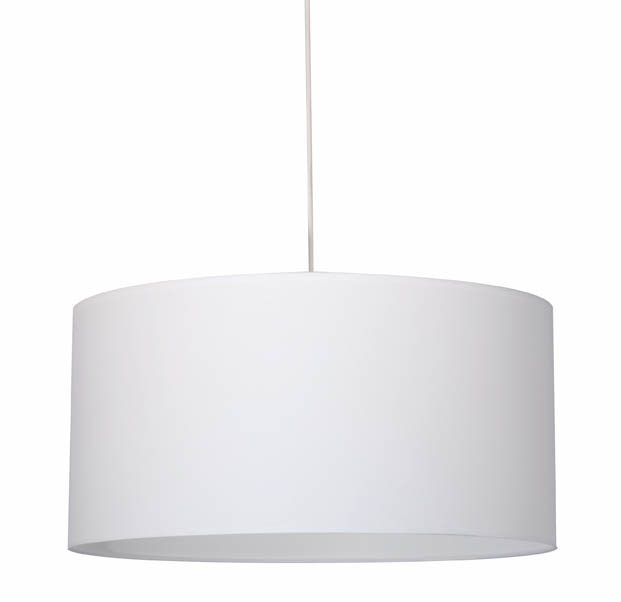 Suspension cylindre coton blanc cassé Ø38 E27 100W