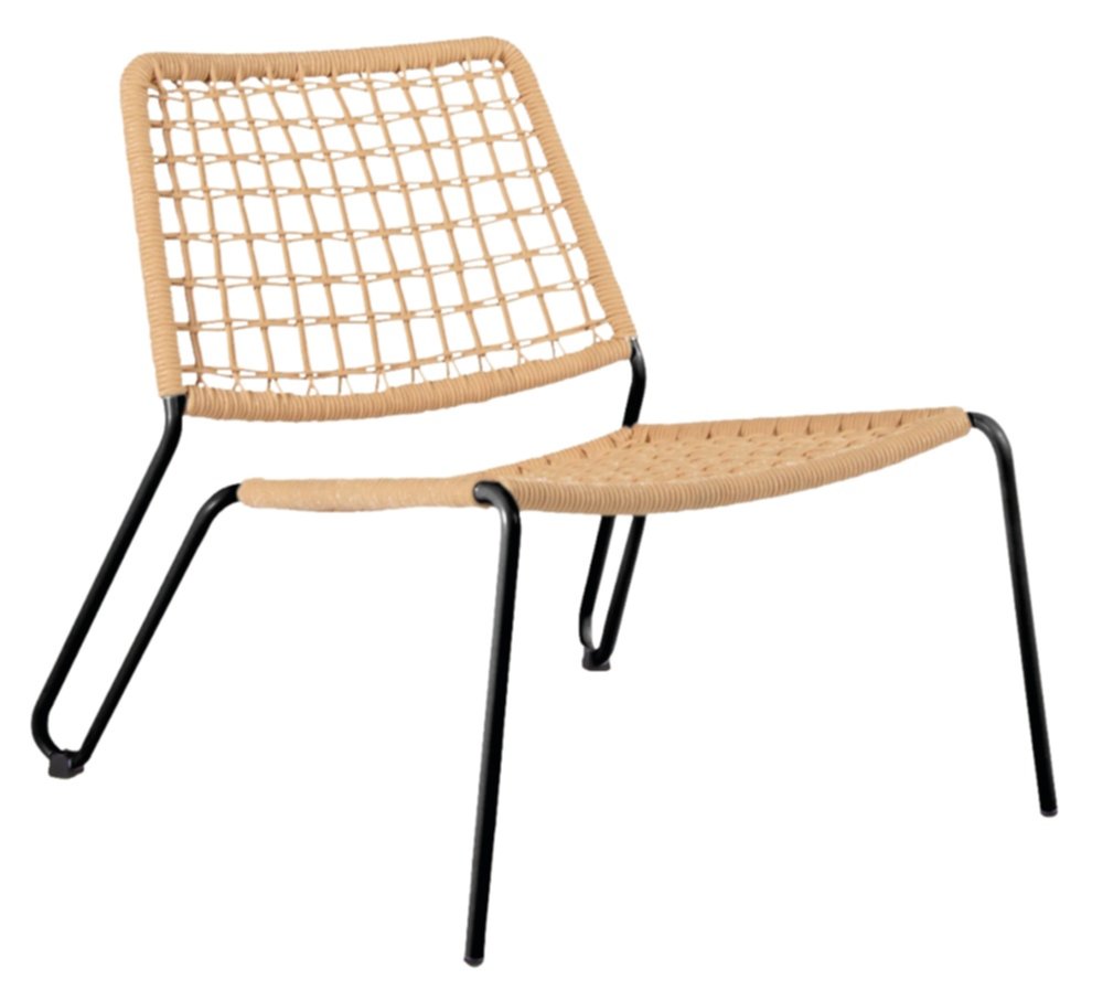 Fauteuil bas Cordea métal Noir/Naturel