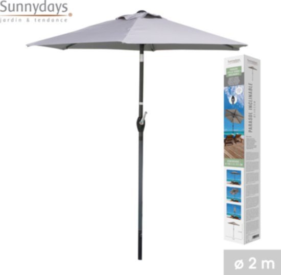 Parasol inclinable Villa Verde Ø200 cm gris clair