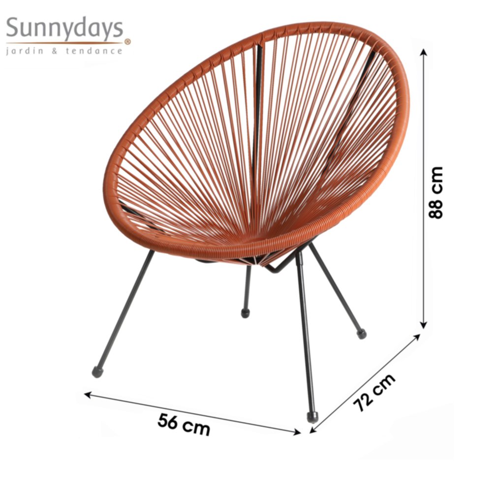 Fauteuil Cabana en résine 4 pieds Ø72 cm h83 cm terracotta 