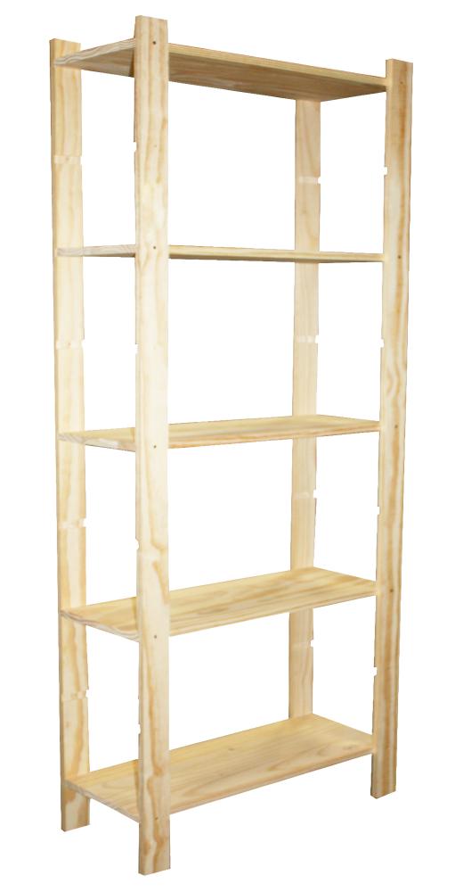 Etagère 5 tablettes pin avec planches 170 x 80 x 40 cm