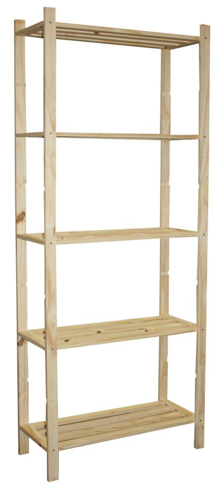 Etagère 5 tablettes pin avec lattes 170 x 70 x 30 cm