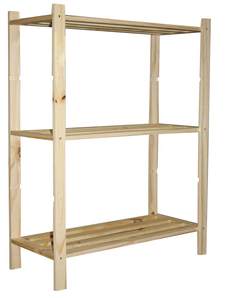 Etagère 3 tablettes pin avec lattes 90 x 70 x 30 cm