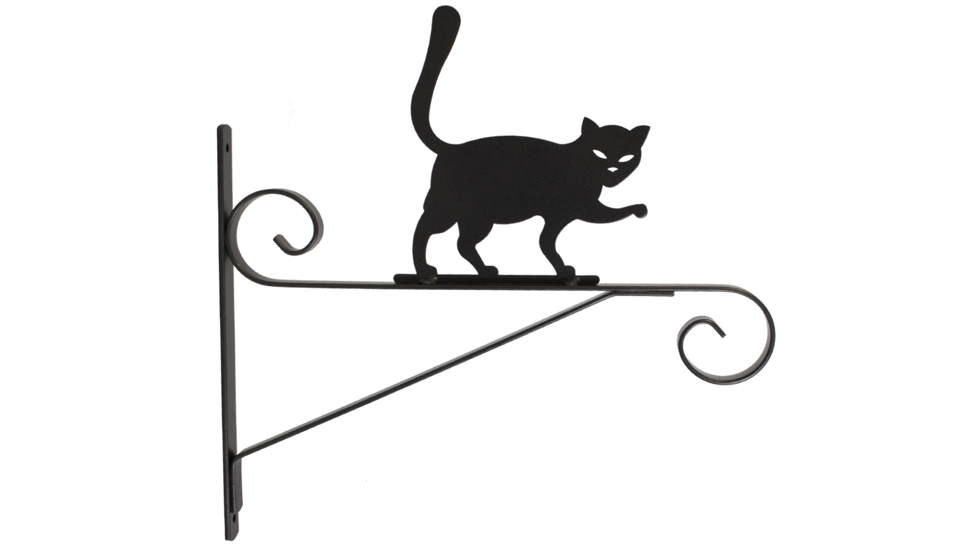 Patère chat 35cm fer plat anthracite métallisé