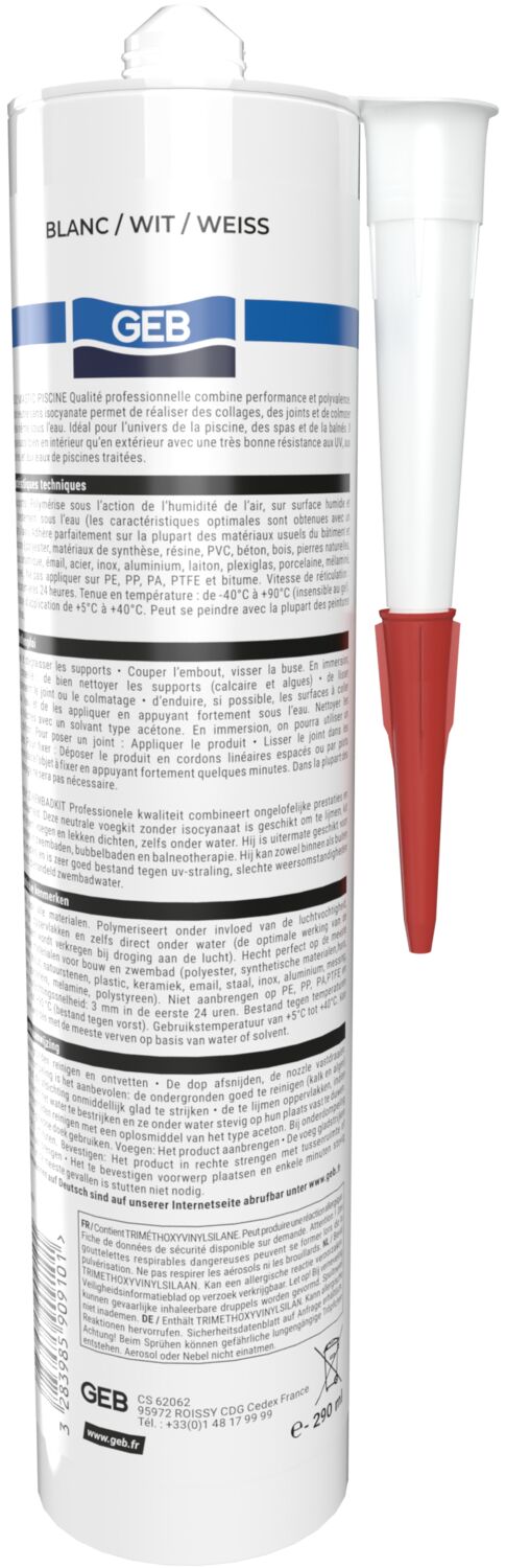 Mastic Piscine Pool Blanc 290ml - GEB