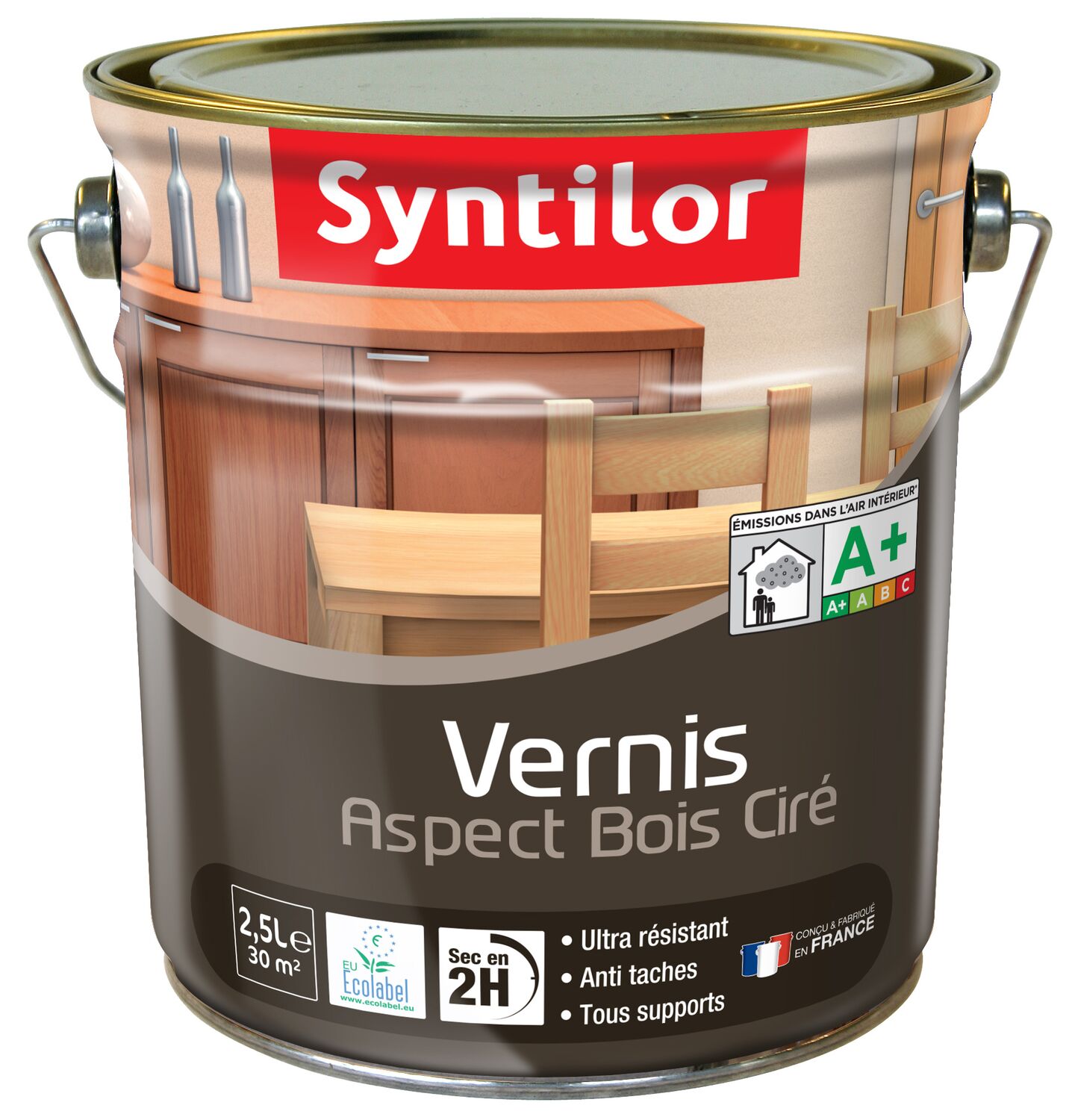 Vernis aspect bois cire incolore 2.5l - SYNTILOR
