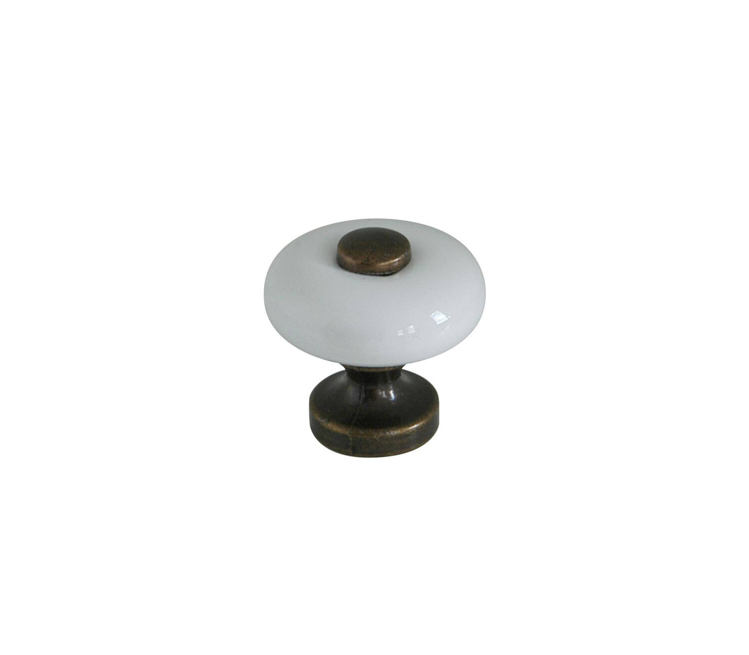 Bouton meuble Classique Vieux Fer Céramique Blanc ø31mm - B BEAUTY