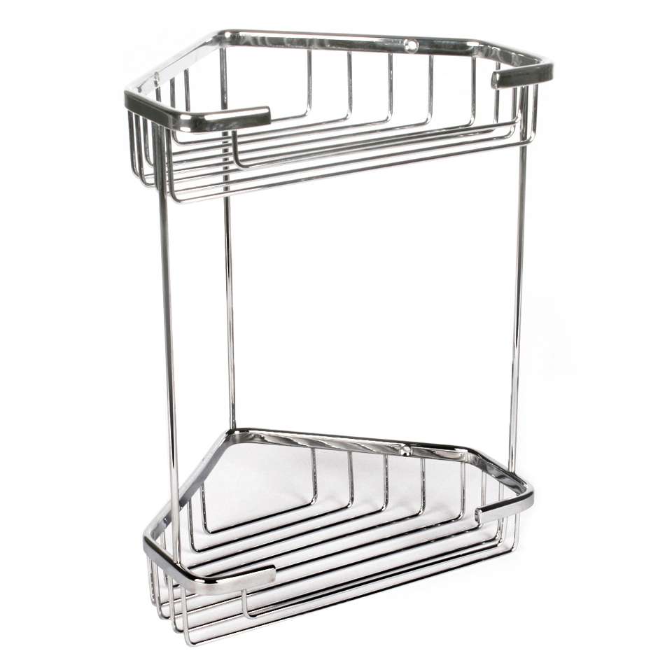 Etagère d'Angle Métal 2 Niveaux 175x175x265mm Argent - TATAY