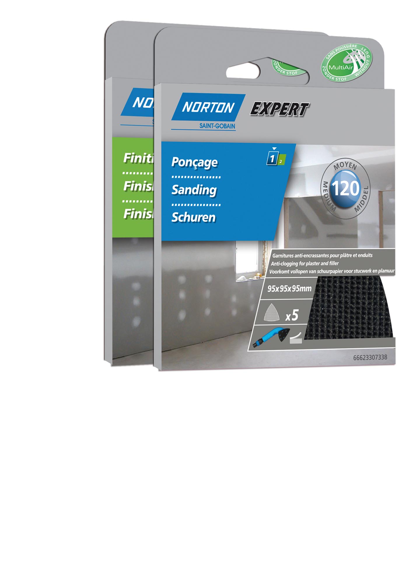 Patins machine Delta finition plâtre 95x95x95mm Grain 220 - NORTON