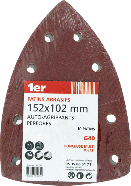 10 patins abrasifs autoagrippants Multi Bosch 152x102mm Grain 40 - 1ER