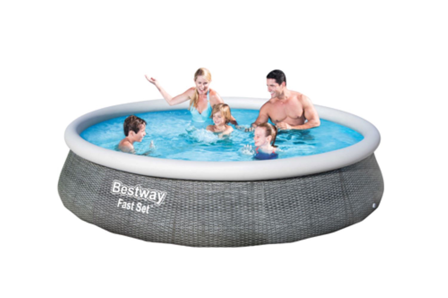 Piscine gonflable autoportante Ø3,96x0,84m décor rotin gris - BESTWAY