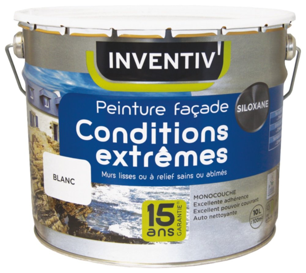 Peinture façade Conditions extrêmes Blanc 10 L - INVENTIV