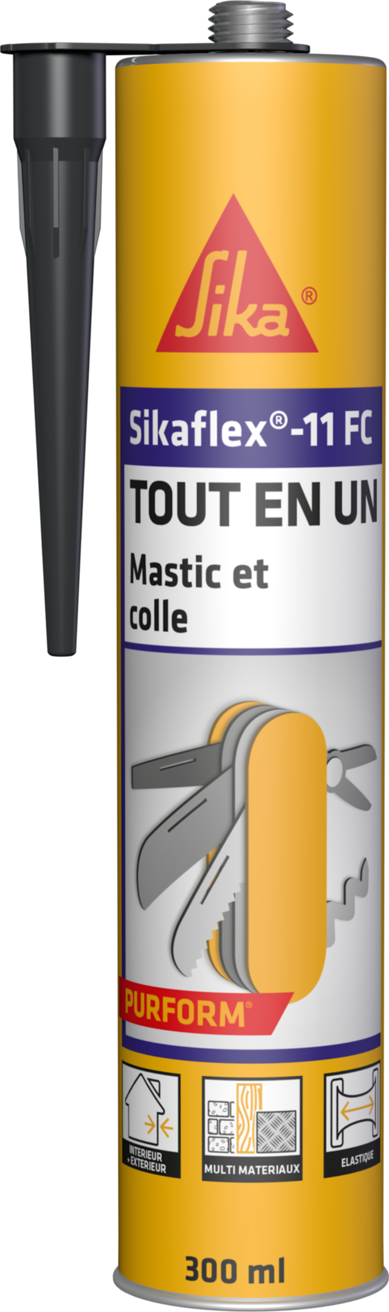 Mastic colle multi usages flex 11fc+ gris béton 300 ml - SIKA