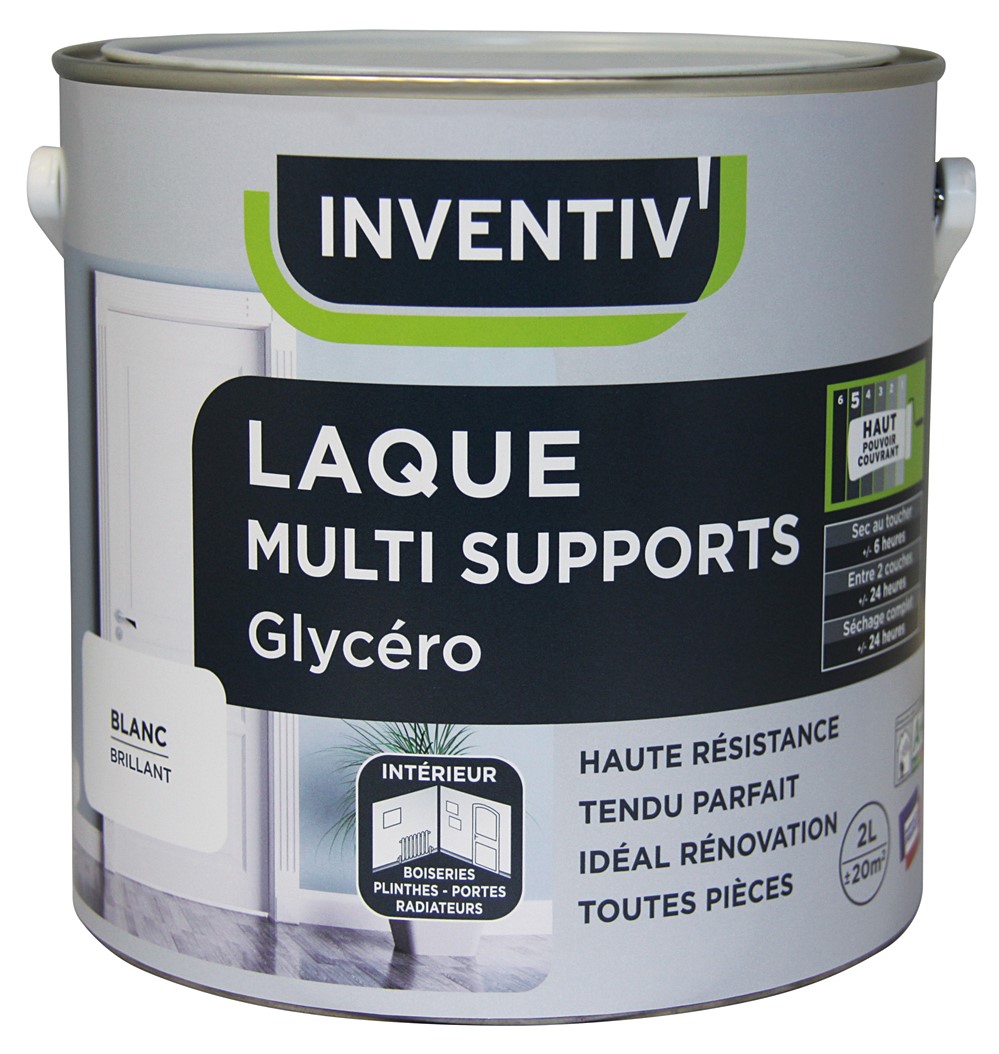 Laque multisupport Glycéro Noir Brillant 2L - INVENTIV