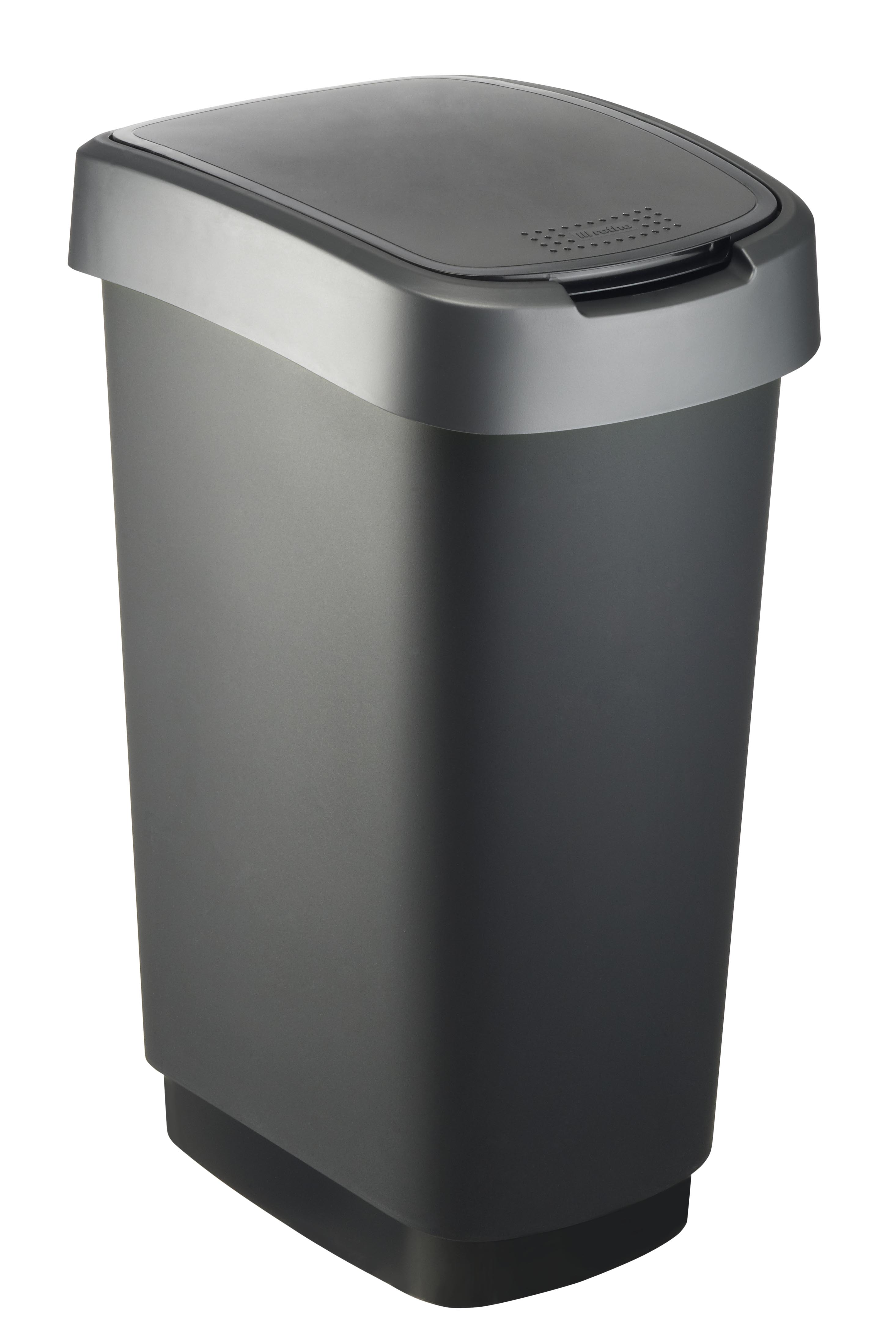 Poubelle Twist 50L noir/anthracite - ROTHO