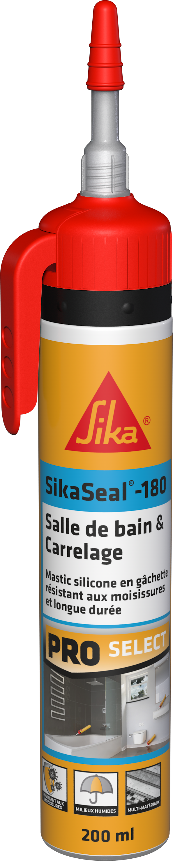 Mastic silicone Salle de bain SikaSeal-180 Blanc 200ml - SIKA