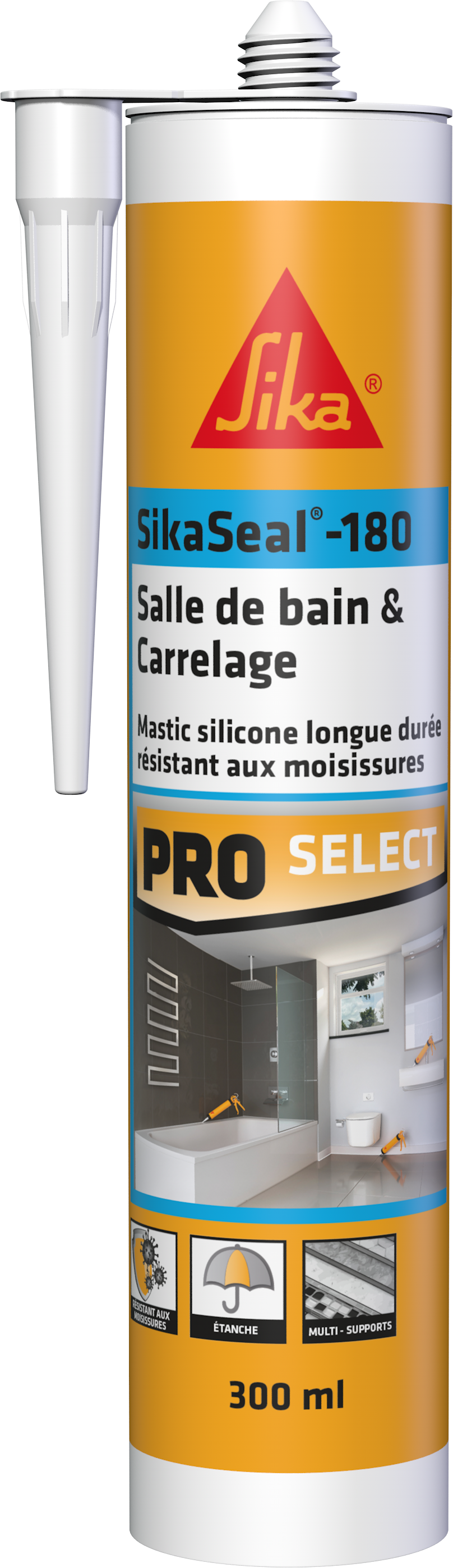 Mastic Salle de bain SikaSeal-180 Blanc 300ml - SIKA 