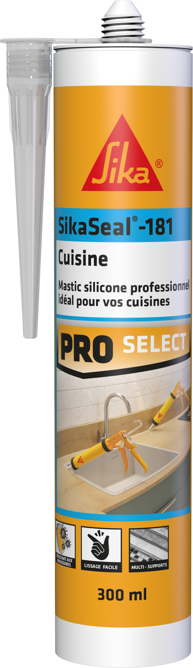 Mastic silicone Cuisine SikaSeal-181 Transparent 300ml - SIKA