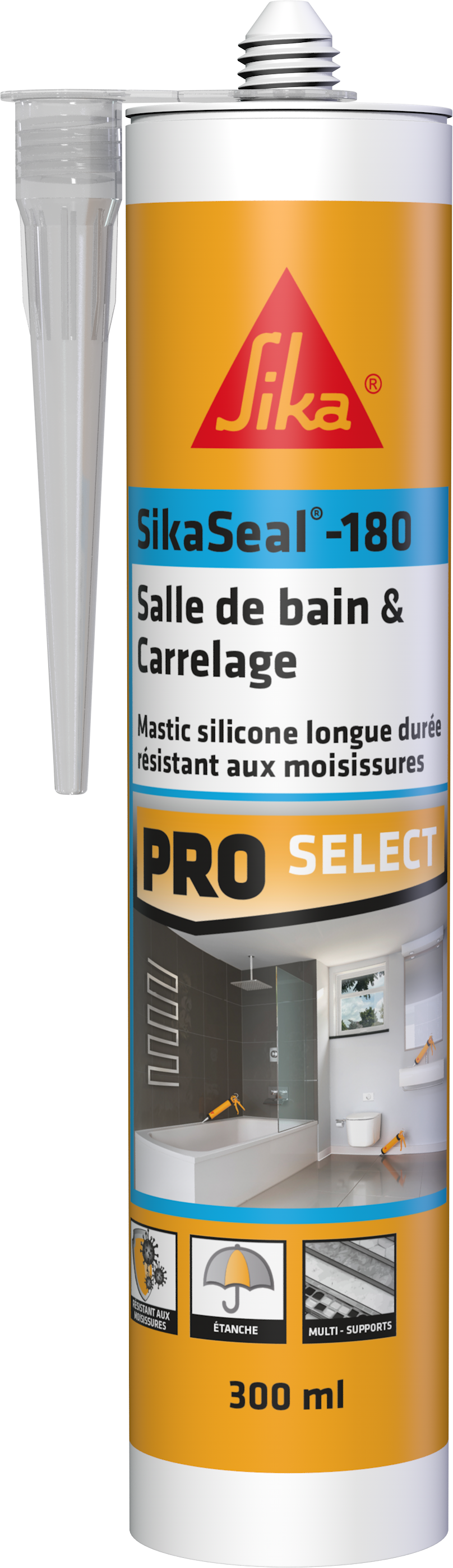 Mastic Salle de bain SikaSeal-180 Transparent 300ml - SIKA 