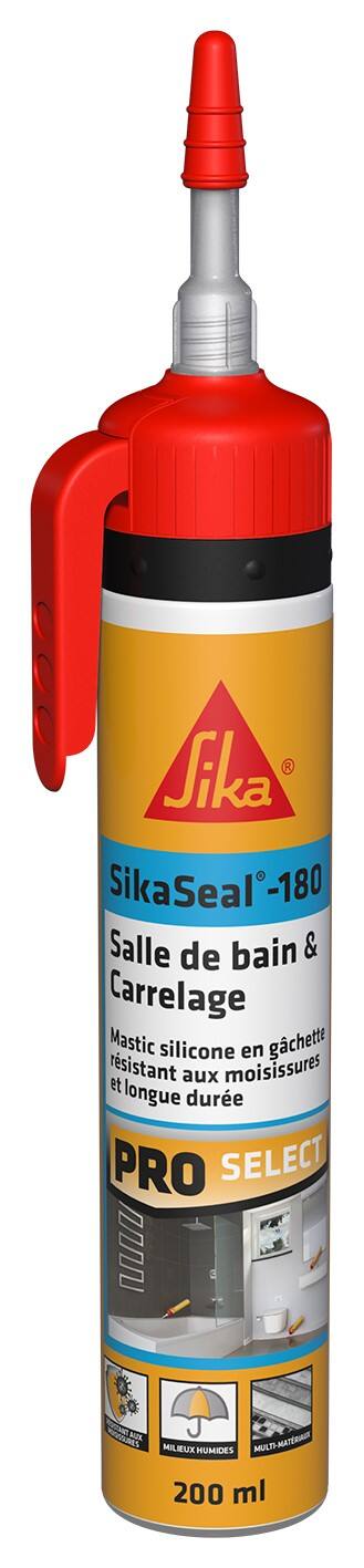 Mastic silicone Salle de bain et Carrelage SikaSeal-180 Transparent 200ml - SIKA