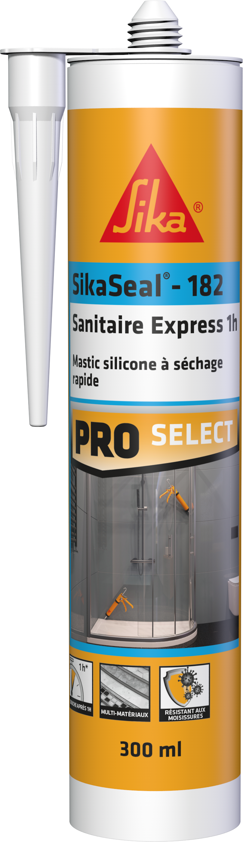 Mastic silicone Sanitaire Express 1h SikaSeal-182 Blanc 300ml - SIKA
