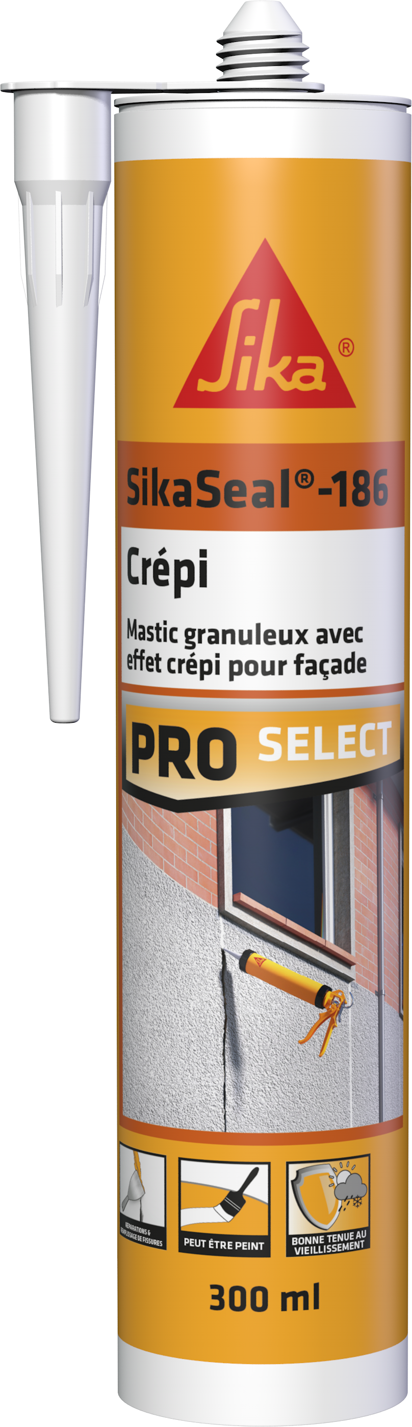 Mastic granuleux Crépi SikaSeal-186 Blanc 300ml - SIKA