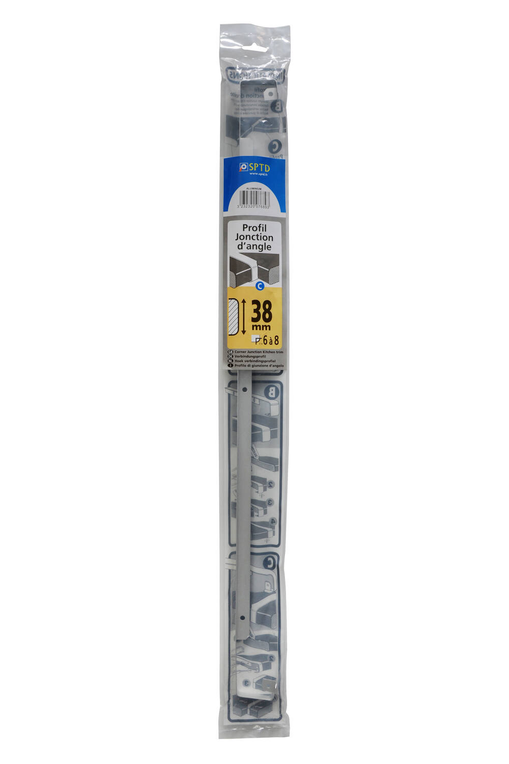 Profil aluminium de plan de travail jonction angle alu 2/4 rond 38 mm - SPTD