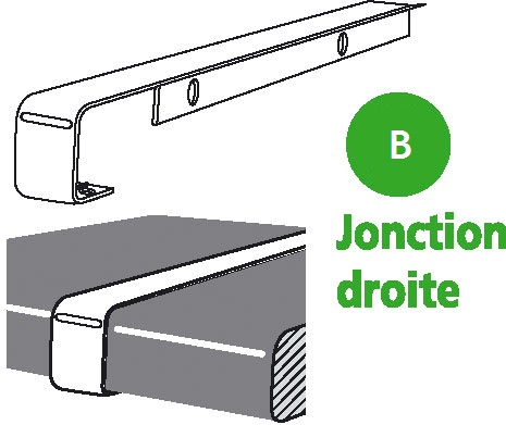 Profil aluminium de plan de travail jonction droite alu 2 bords droit 38 mm - SPTD