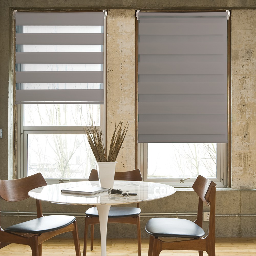 Store enrouleur Jour/Nuit sans percer ni visser 42x190cm taupe - MADECO