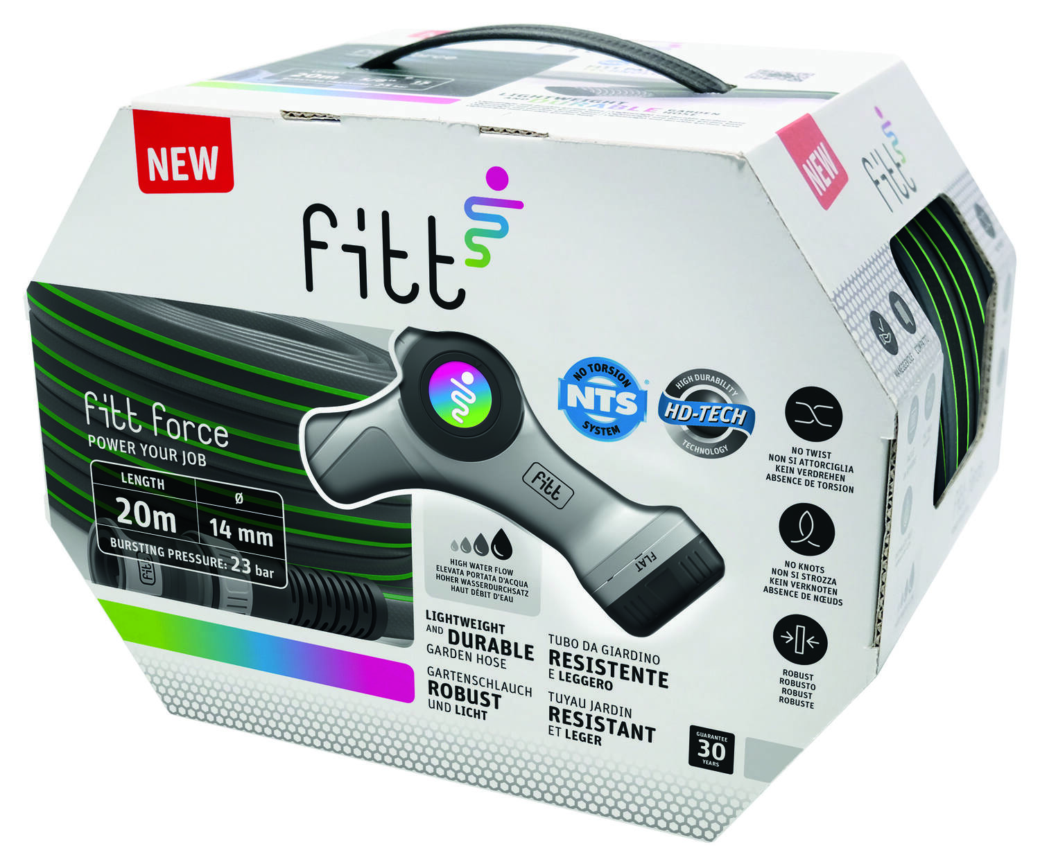 Tuyau arrosage équipé Force Ø15mm L20m - FITT