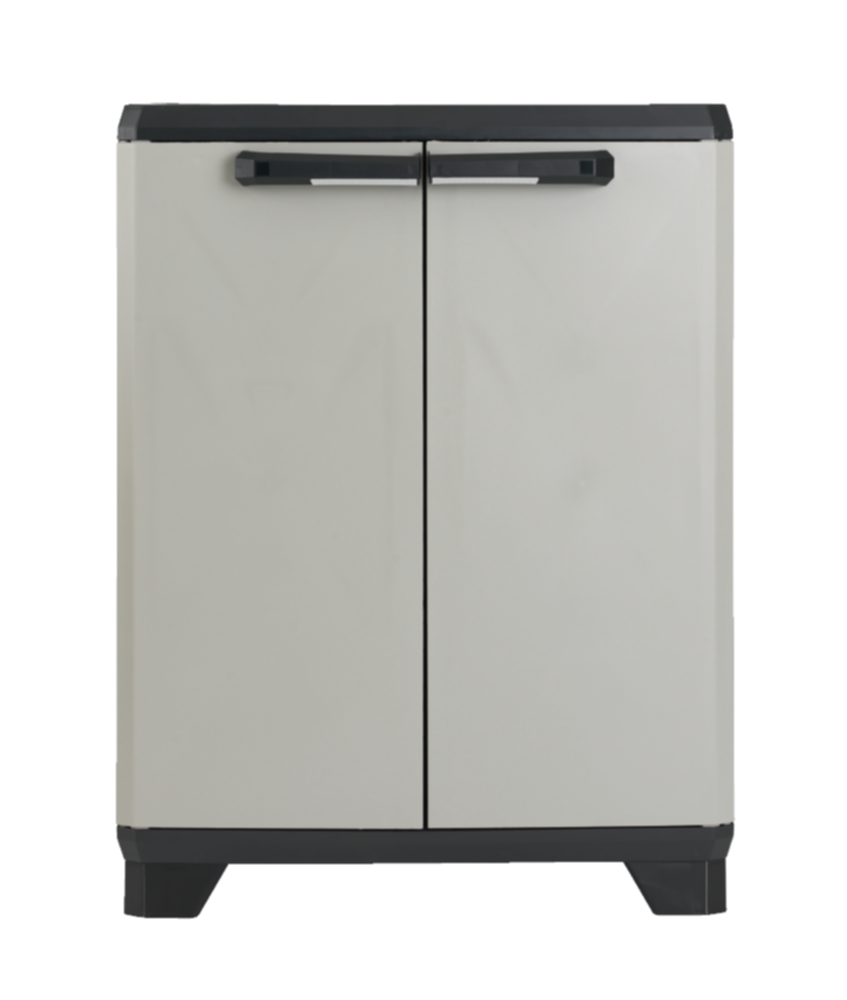 Armoire de rangement basse en résine Planet 90x69x39cm gris/noir
